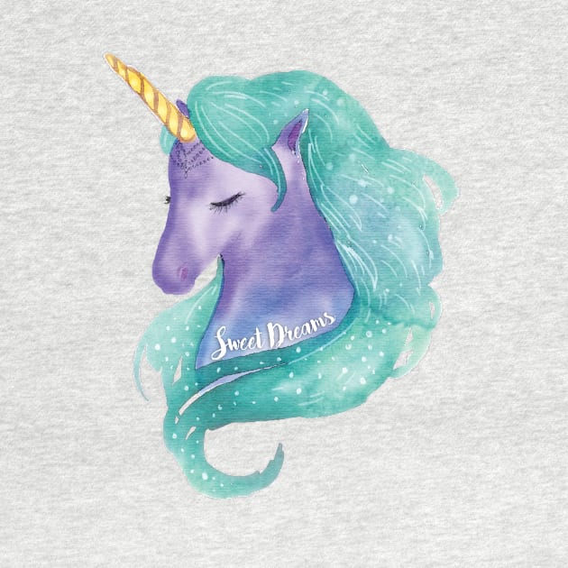 Purple and Teal Sweet Dreams Unicorn by SandiTyche